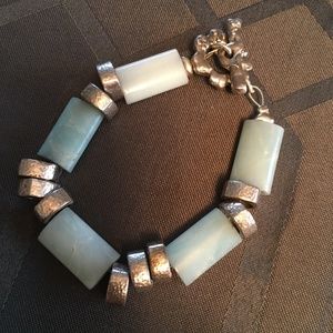 silver and turquoise bone bracelet